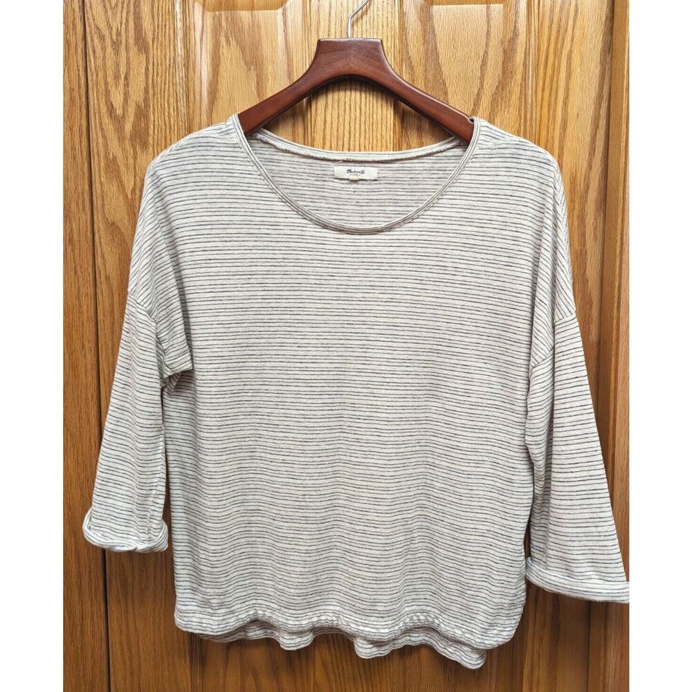 Madewell Audio Top Belridge Stripe Size Small Ivory - Picture 3 of 9